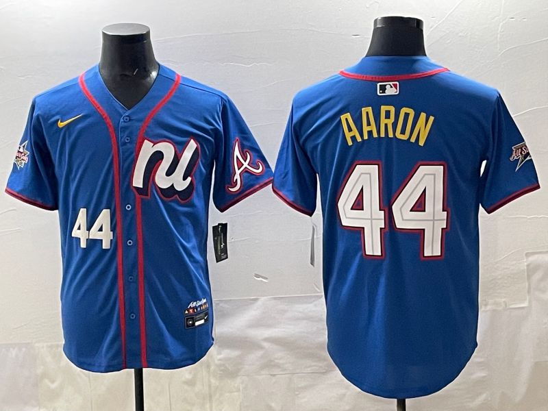 Men 2025 Atlanta Braves #44 Aaron Blue All star Nike MLB Jersey style 04
